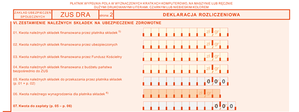 sekcja VI zus dra